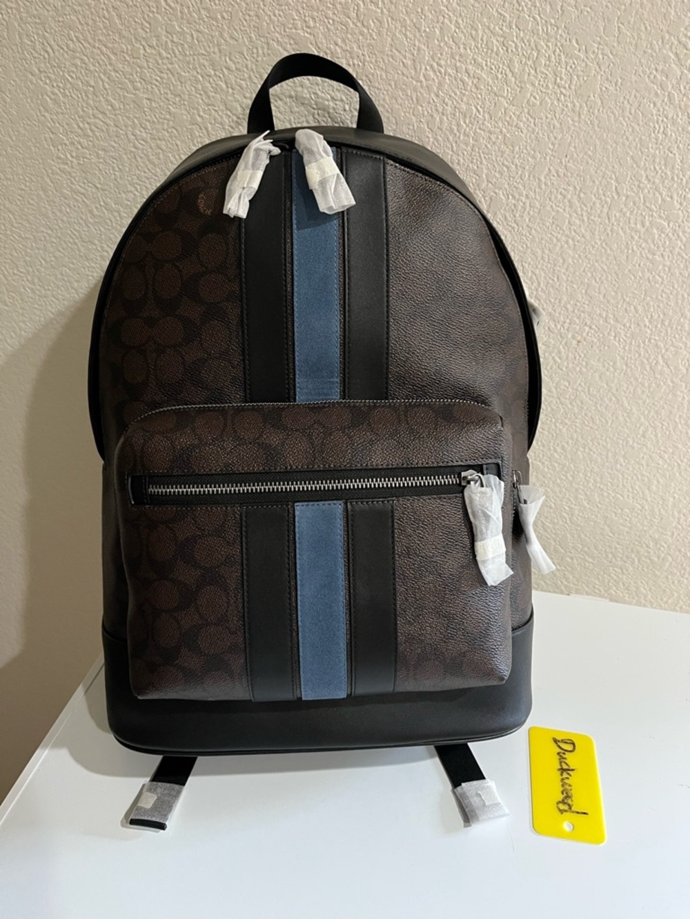 Coach West Backpack In Signature Canvas With Varsity Strip NWT